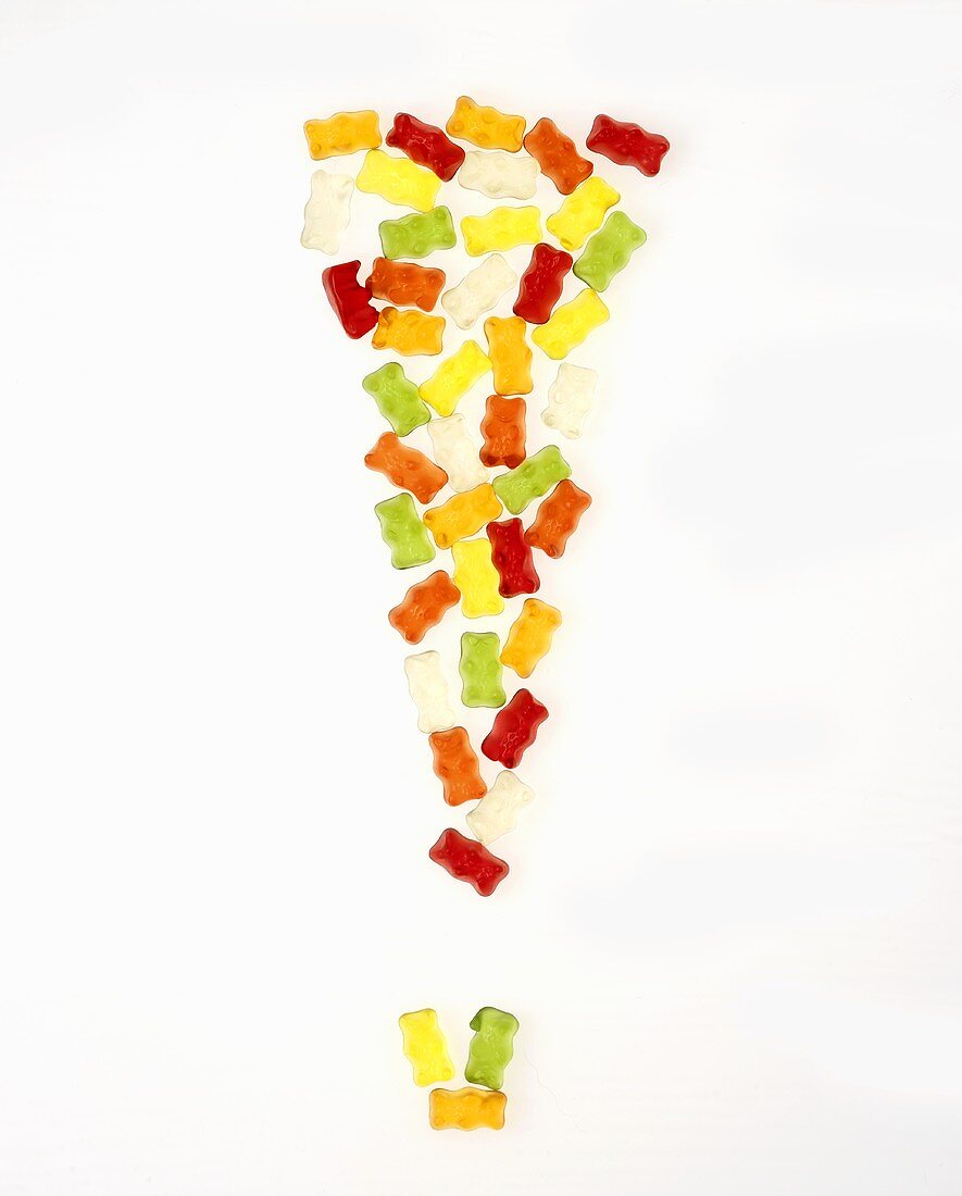 Gummi bears forming an exclamation mark