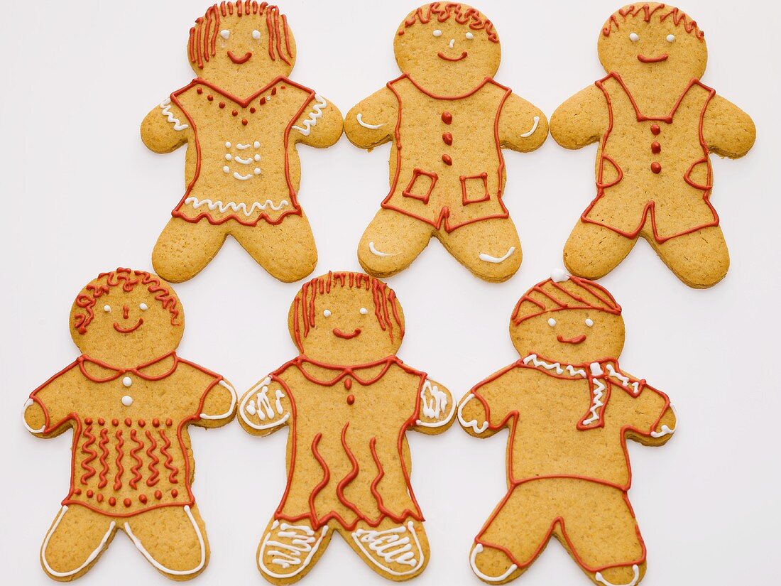 Gingerbread people with different decorations