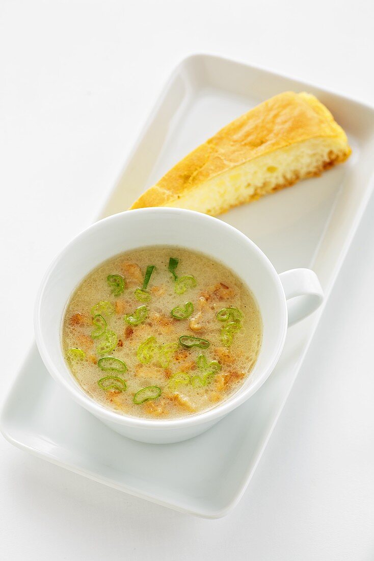 Heidensterz soup (Soup made with buckwheat flour, Austria)