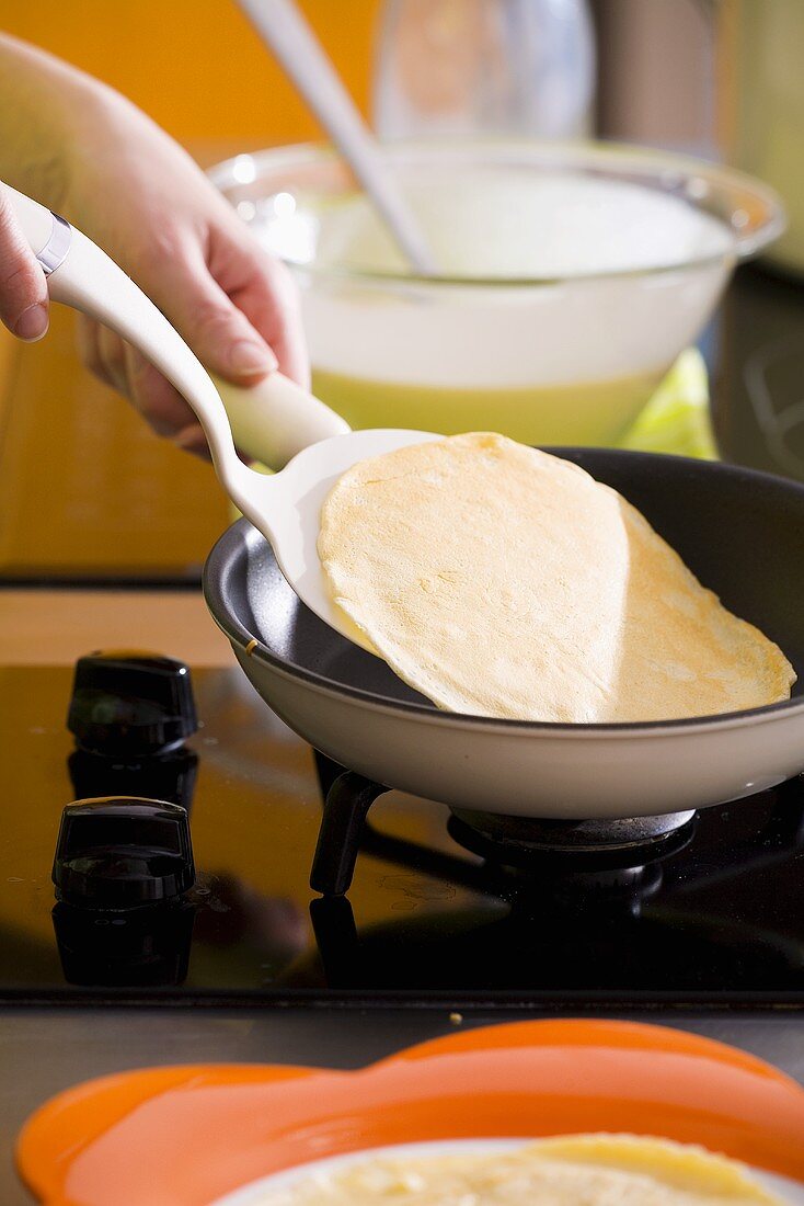 Frying a pancake