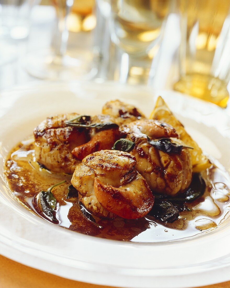 Grilled scallops with sage