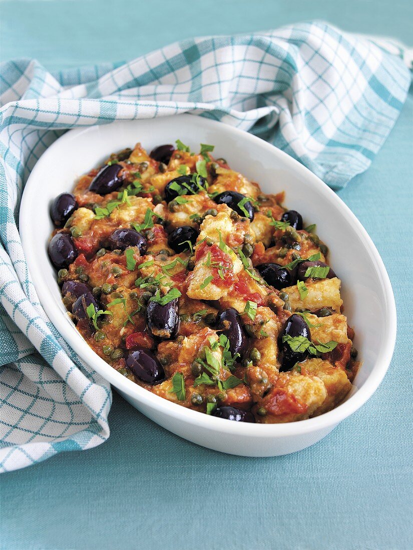 Baccala alla napoletana (Salt cod with tomatoes, Italy)