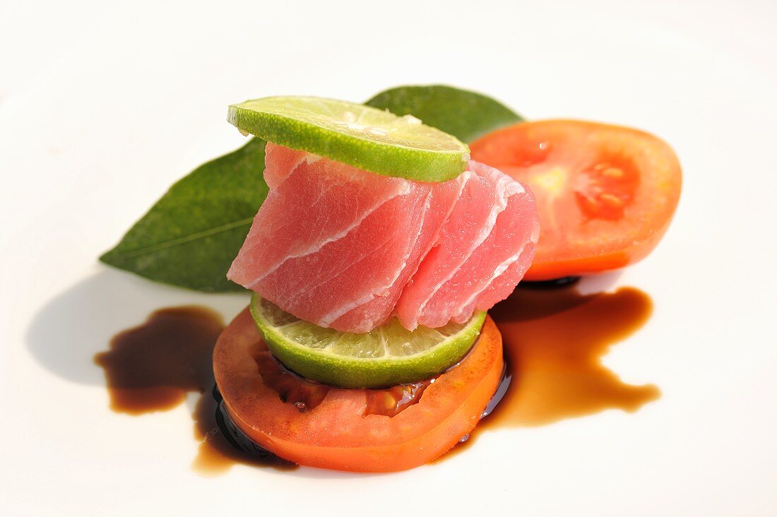 Tuna fillet with ingredients