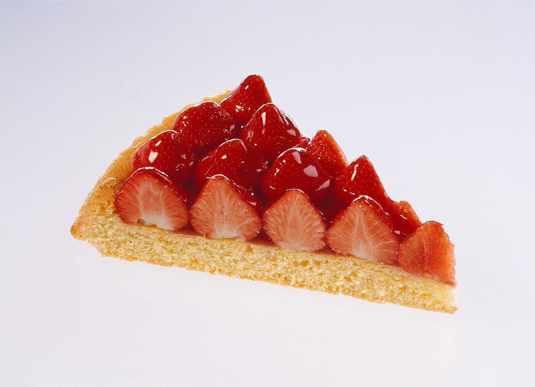 A piece of strawberry flan