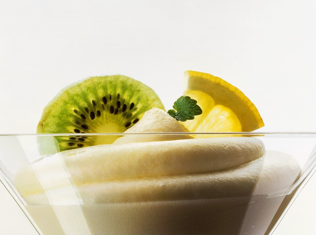 Lemon cream in dessert bowl