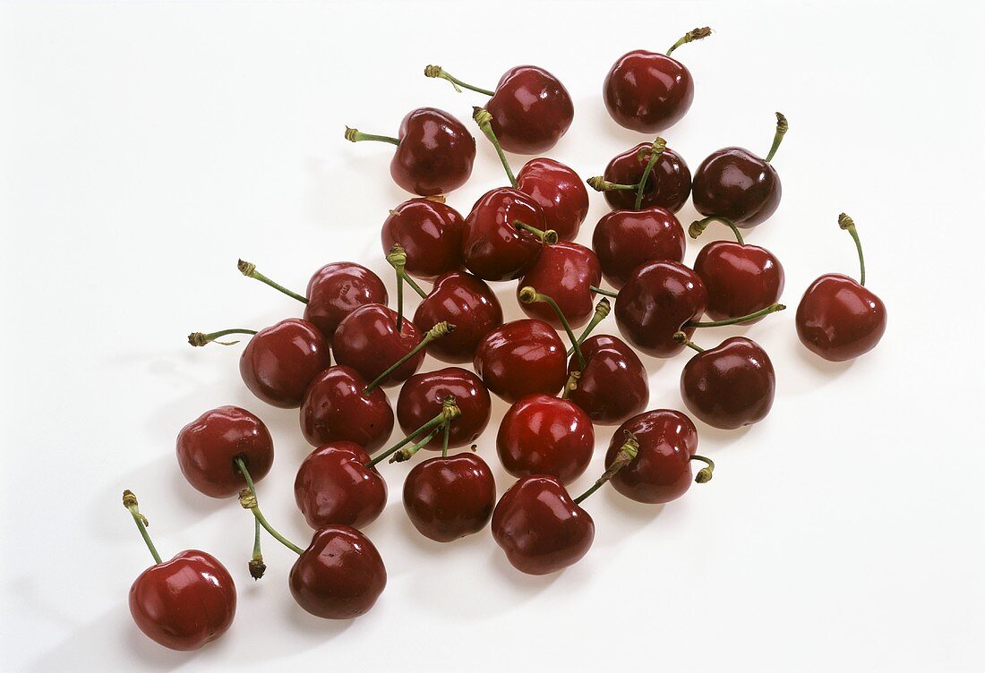 Cherries against a white background