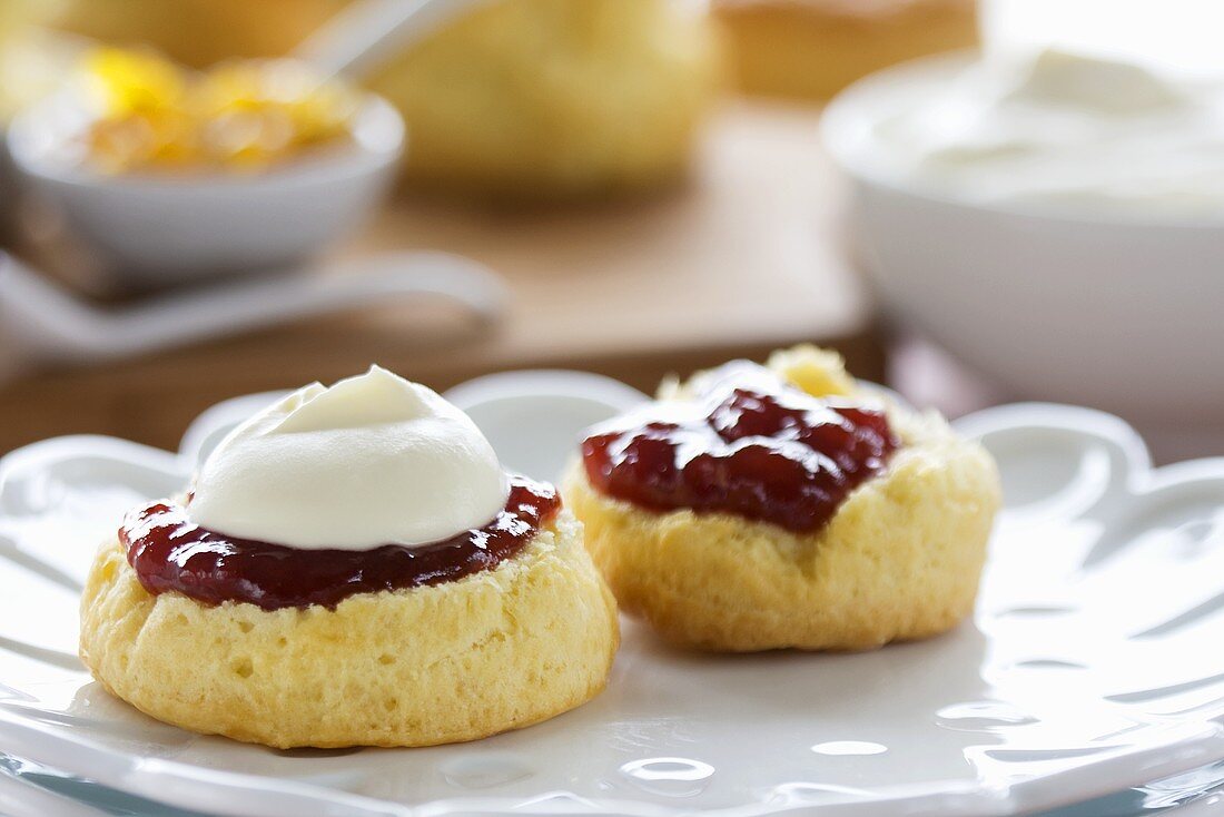 Scones with cream and jam