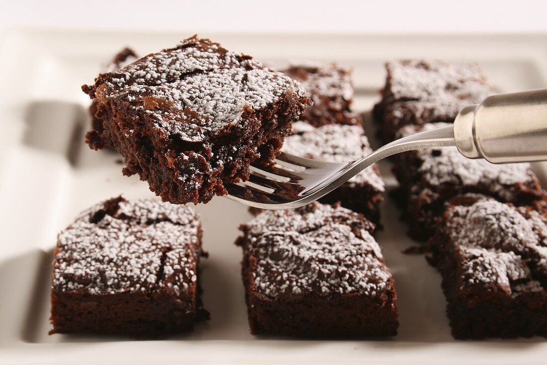 Brownies with icing sugar