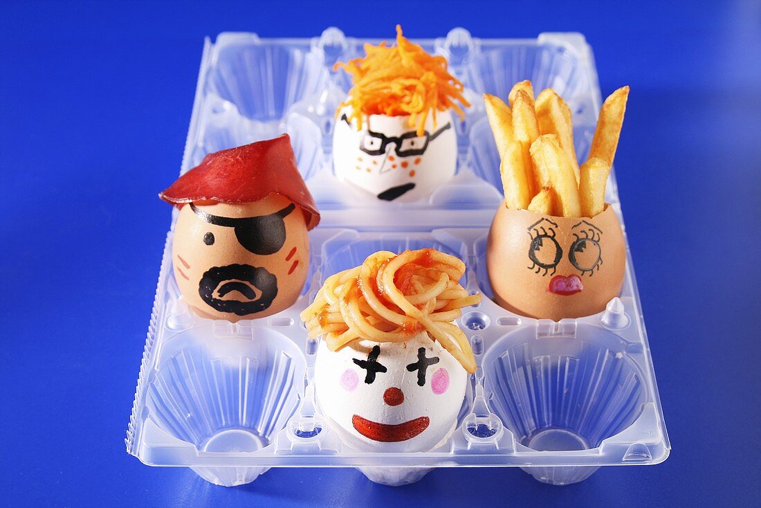 Snacks in painted eggs for a children's party