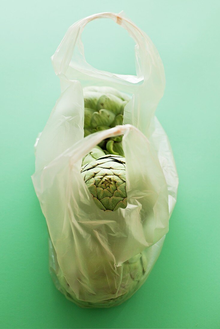 Artichokes in a plastic bag