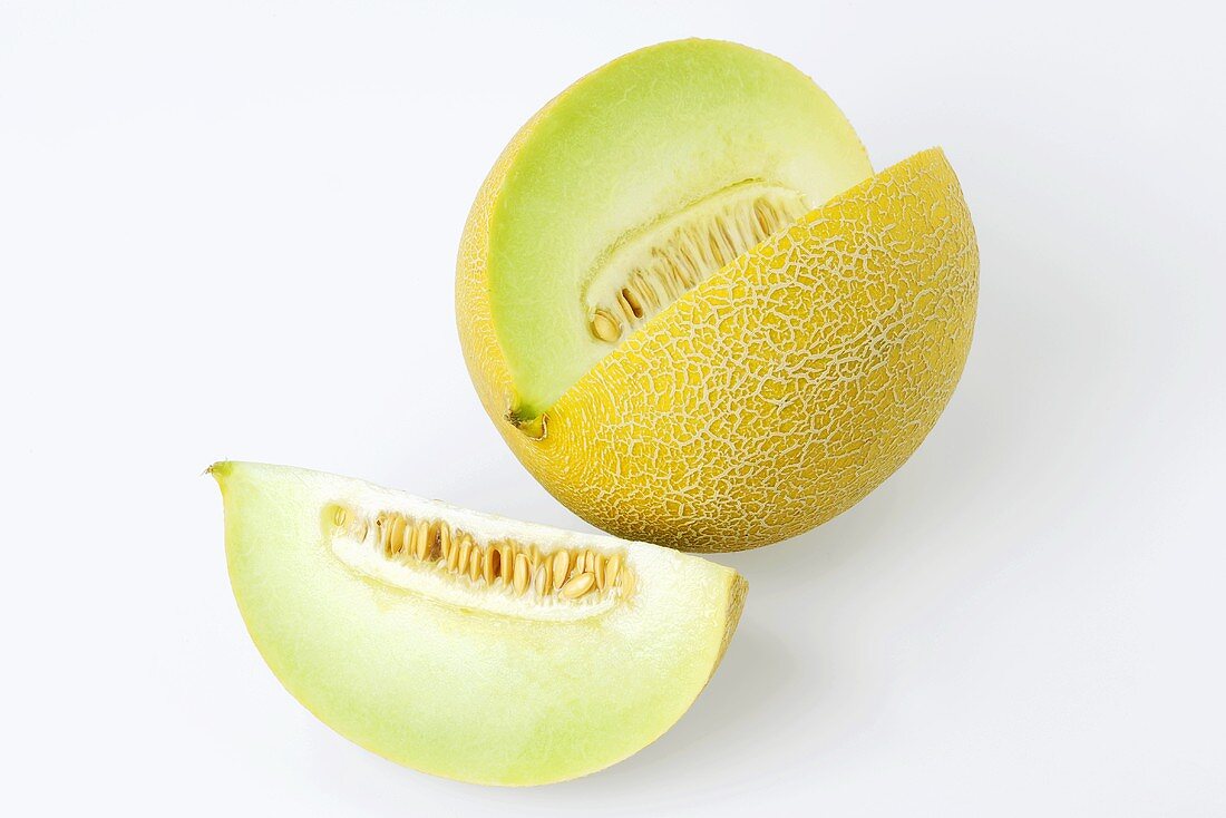 Galia melon with a section removed