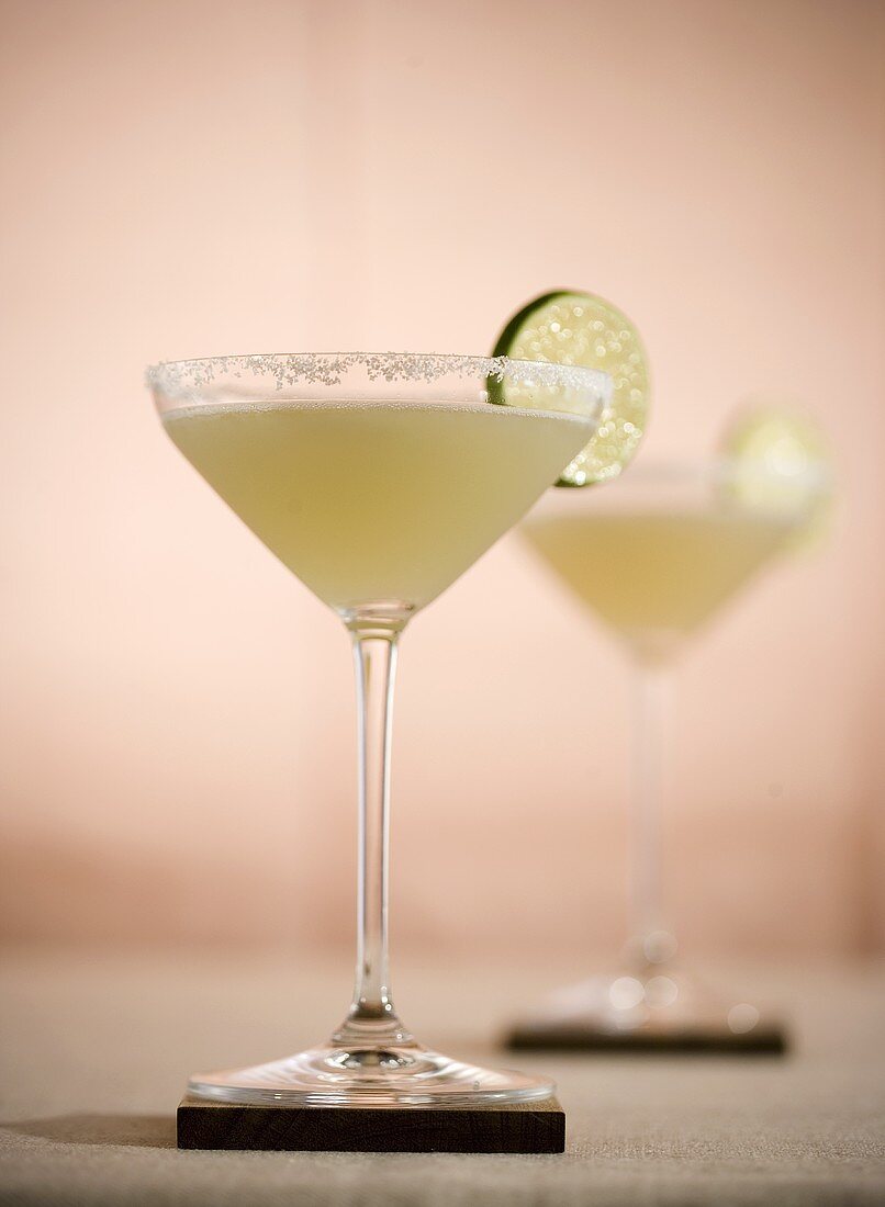 Margarita in a Salted Rim Glass with Lime Garnish