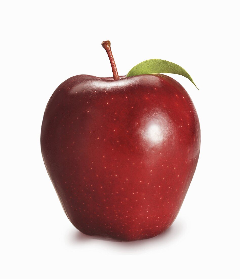 Ein Red Delicious Apfel mit Blatt