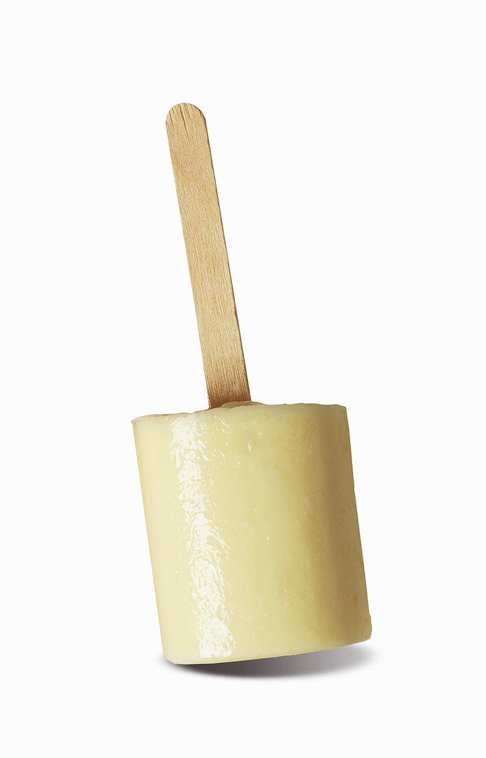 Homemade Banana Popsicle on White Background