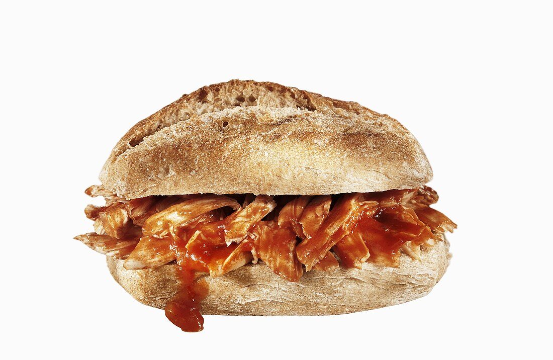 Barbecue Chicken Sandwich on White Background