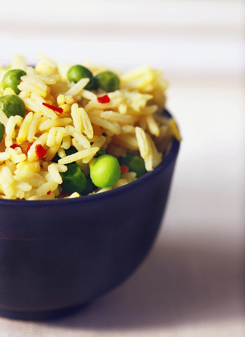 Bowl of Basmati Rice with Saffron and Peas