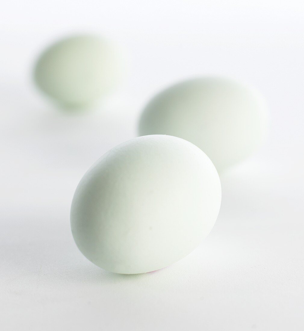 Three white eggs