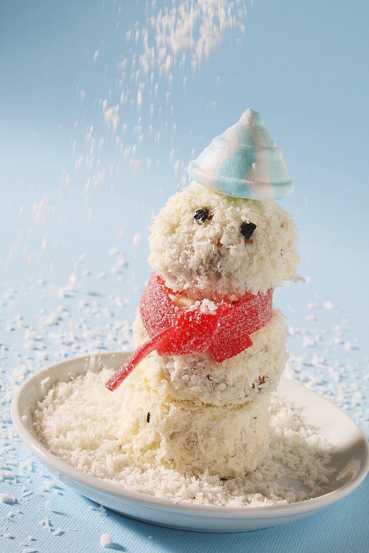 Snowman with grated coconut