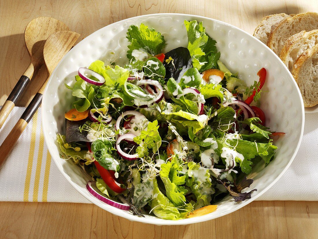 Mixed Green Salad with Ranch Dressing
