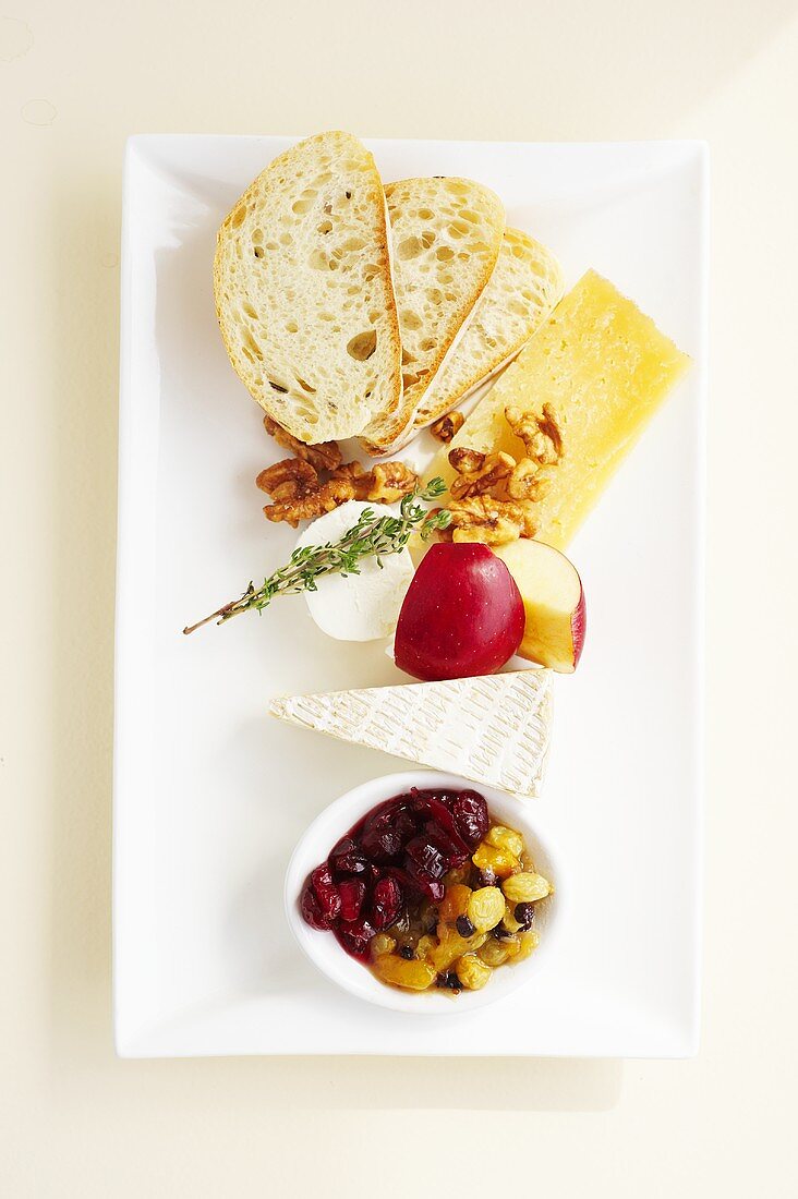 Cheese Plate with Fruit, Nuts and Bread