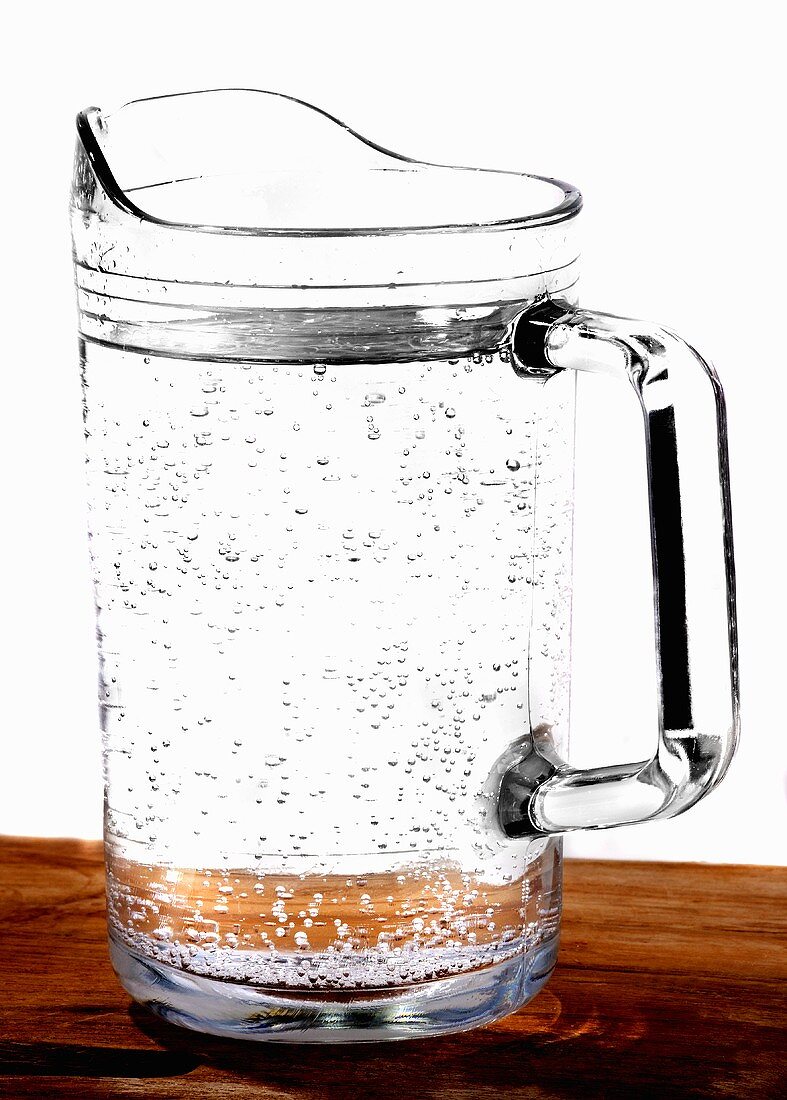 A glass jug of water