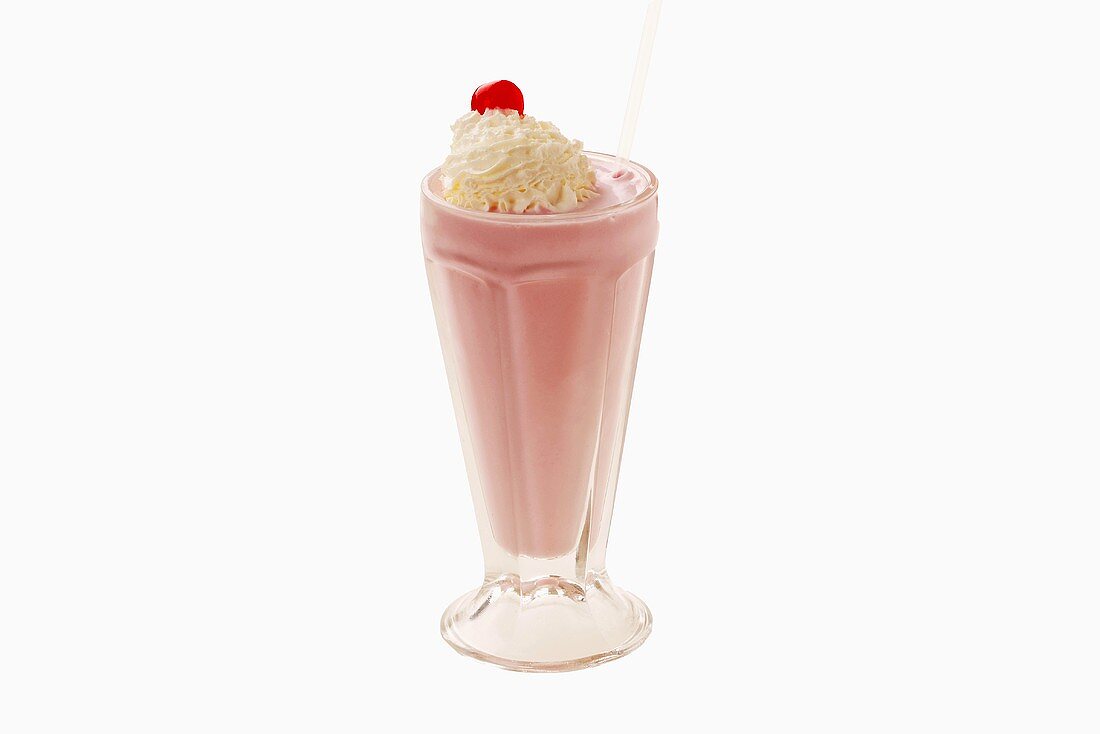 Cherry milkshake with whipped cream