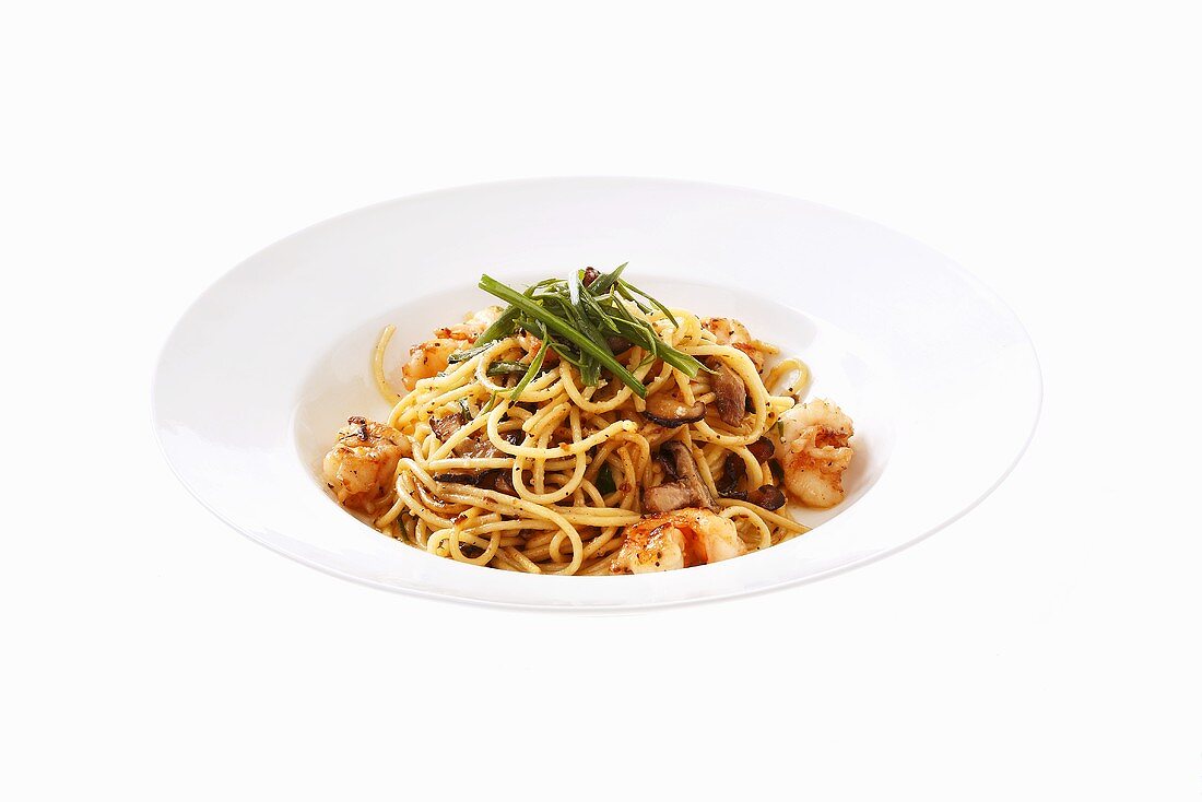 Spaghetti mit Knoblauch und Shrimps