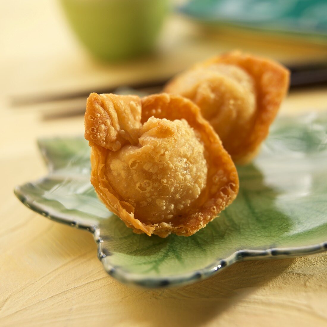 Fried Asian Dumplings on a Plate