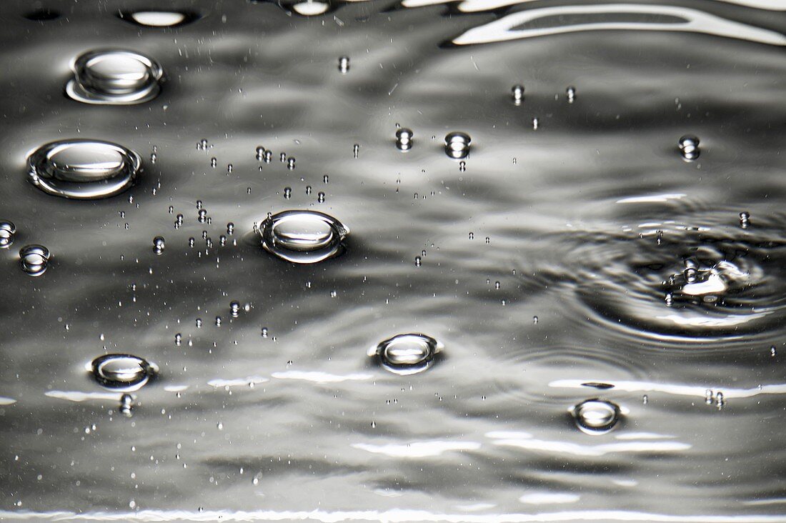 Oil drops in water, close-up