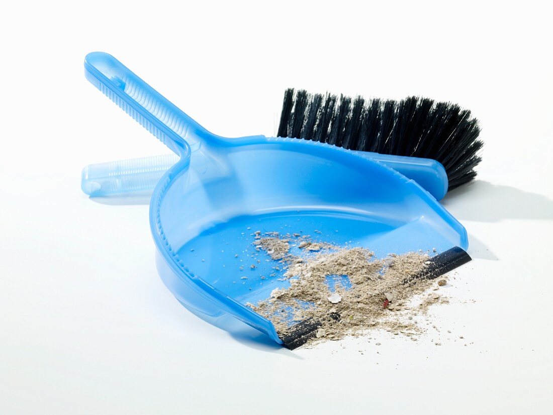 Dustpan and brush with floor sweepings