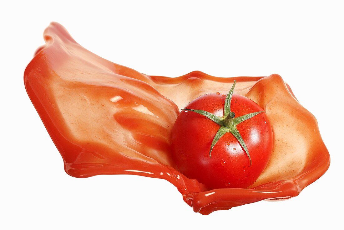 Tomato with ketchup splash