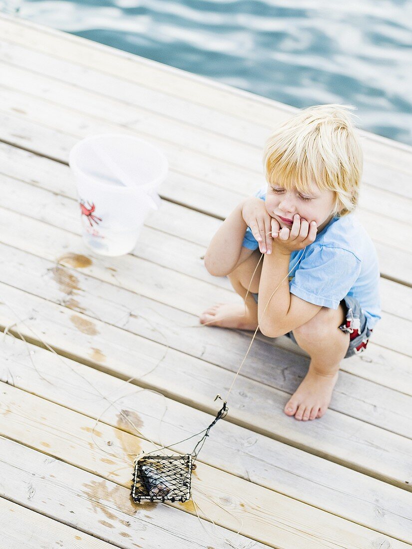 Little boy on a landing stage