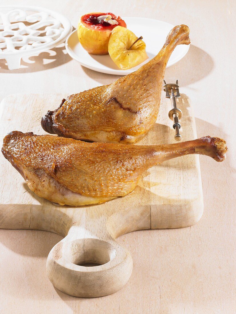 Goose legs with baked apple