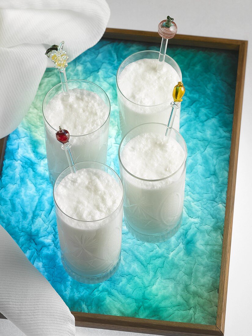 Four glasses of buttermilk lassi