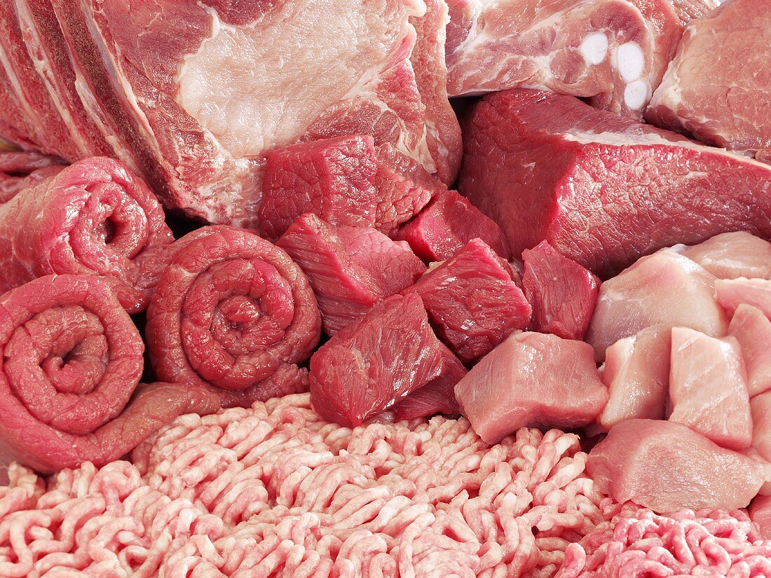 Various types of meat, full-frame