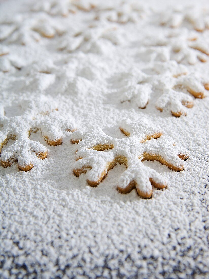 Christmas biscuits with icing sugar