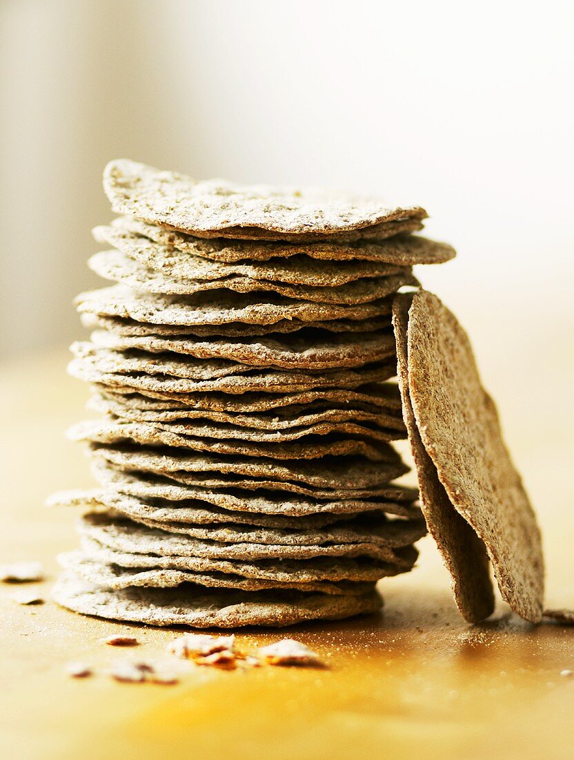 Stack of round crispbreads from Sweden