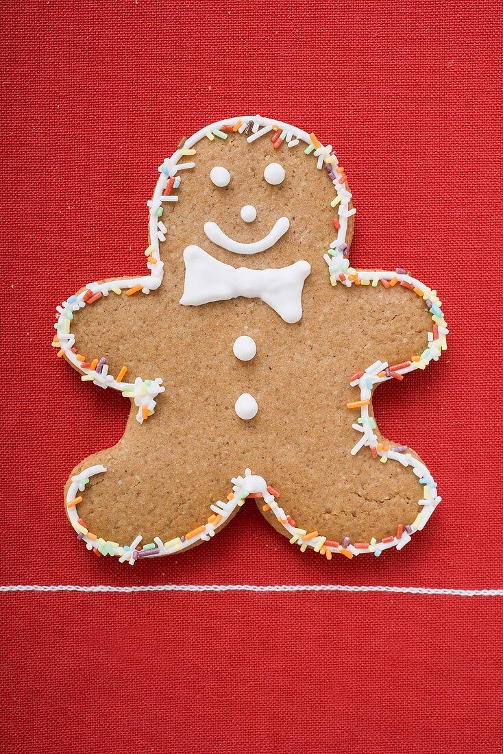 Gingerbread man decorated with sprinkles