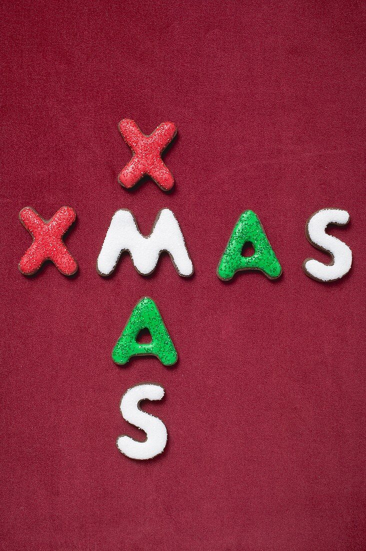 The word XMAS on red background