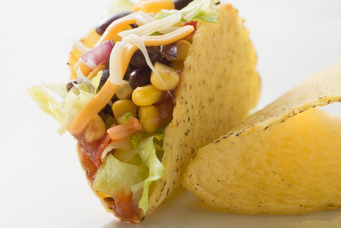 Taco filled with sweetcorn and beans