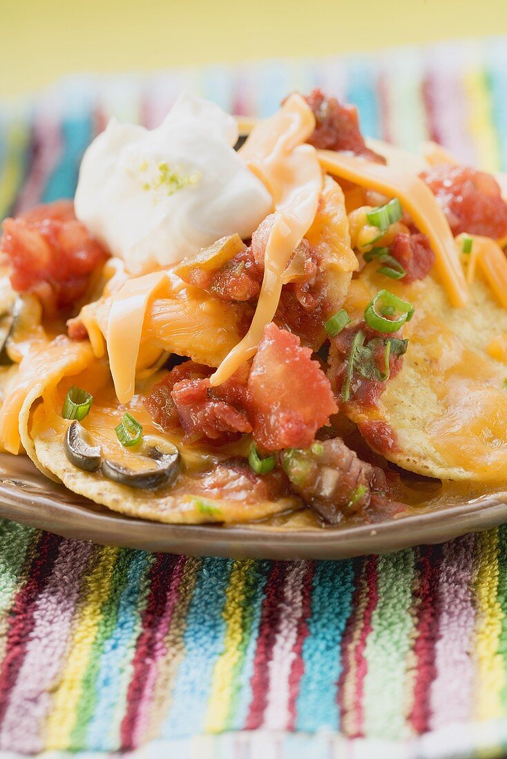 Überbackene Tortillachips mit saurer Sahne (Mexiko)