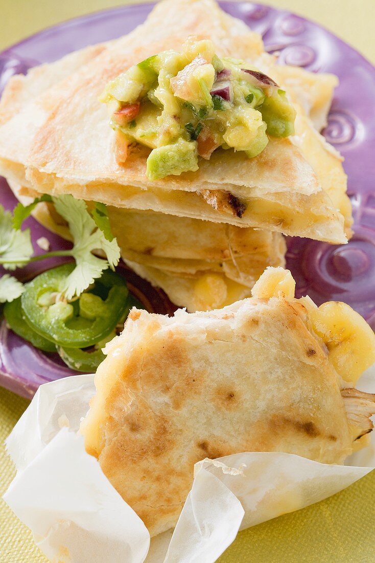 Chicken quesadillas with guacamole (Mexico)