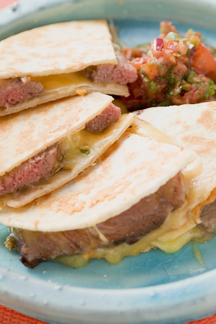 Beef quesadillas with salsa (Mexico)