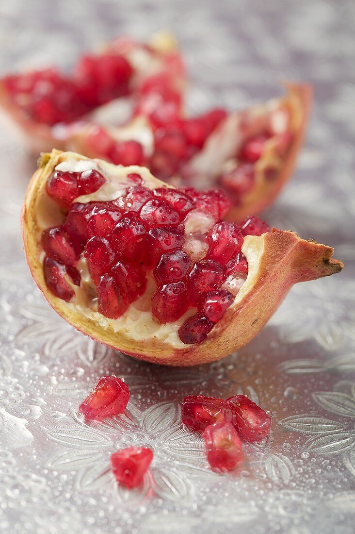 Several wedges of pomegranate