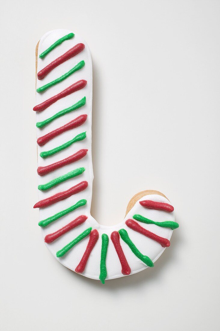 Iced Christmas biscuit (candy cane)