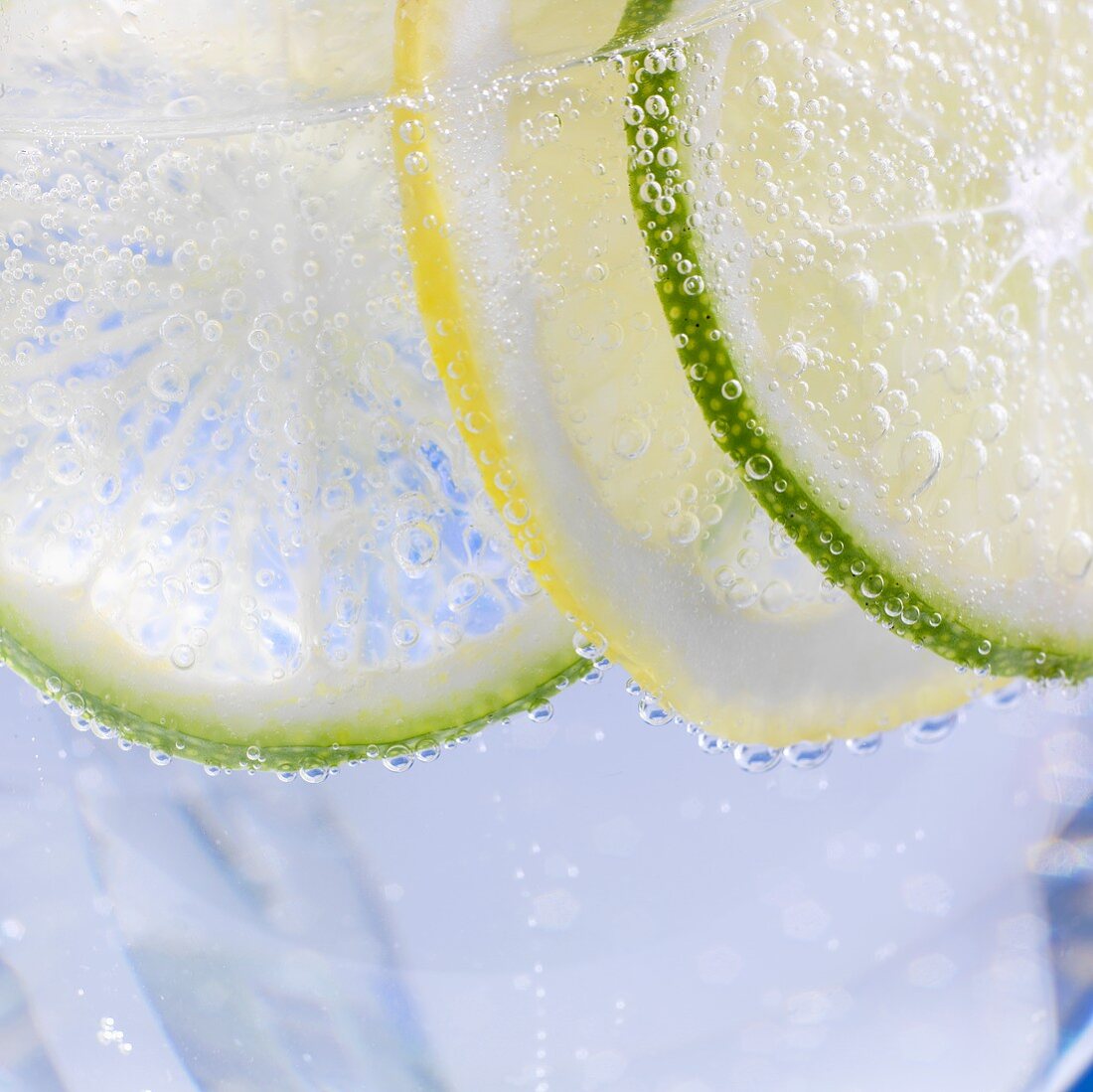 Slices of citrus fruit in water