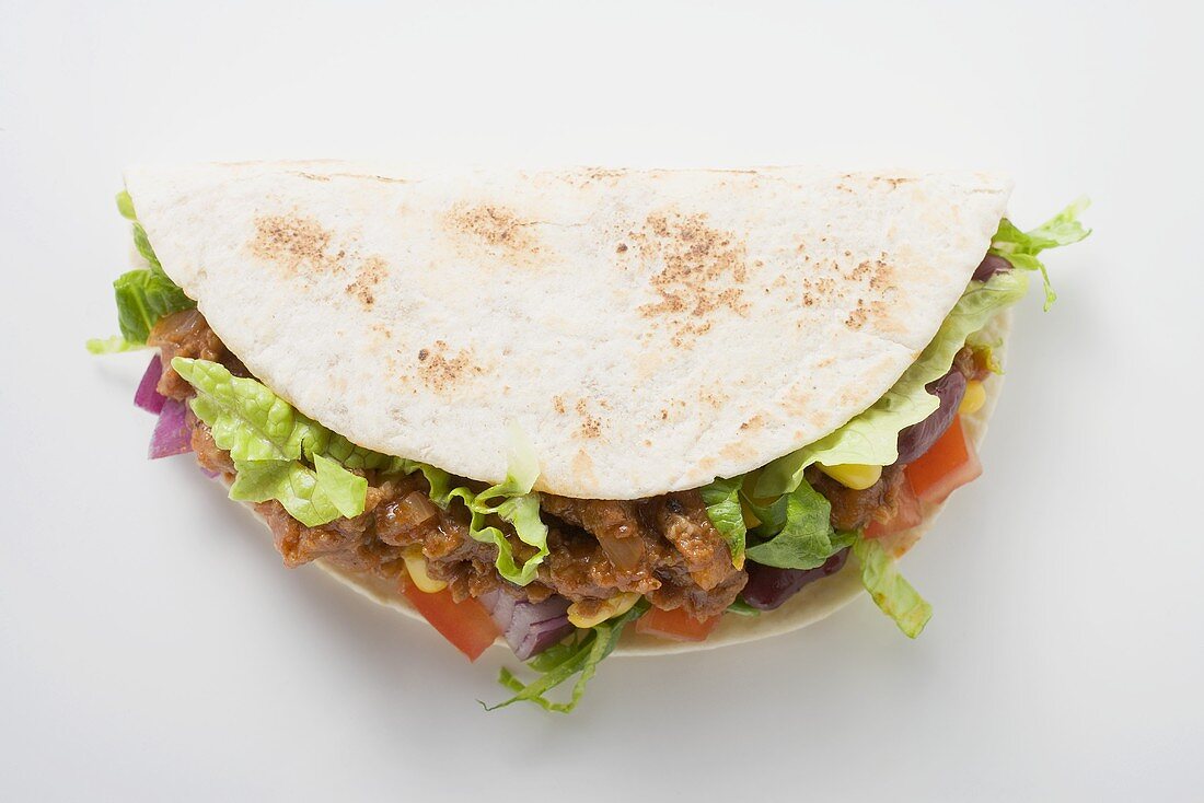 Mince taco (overhead view)