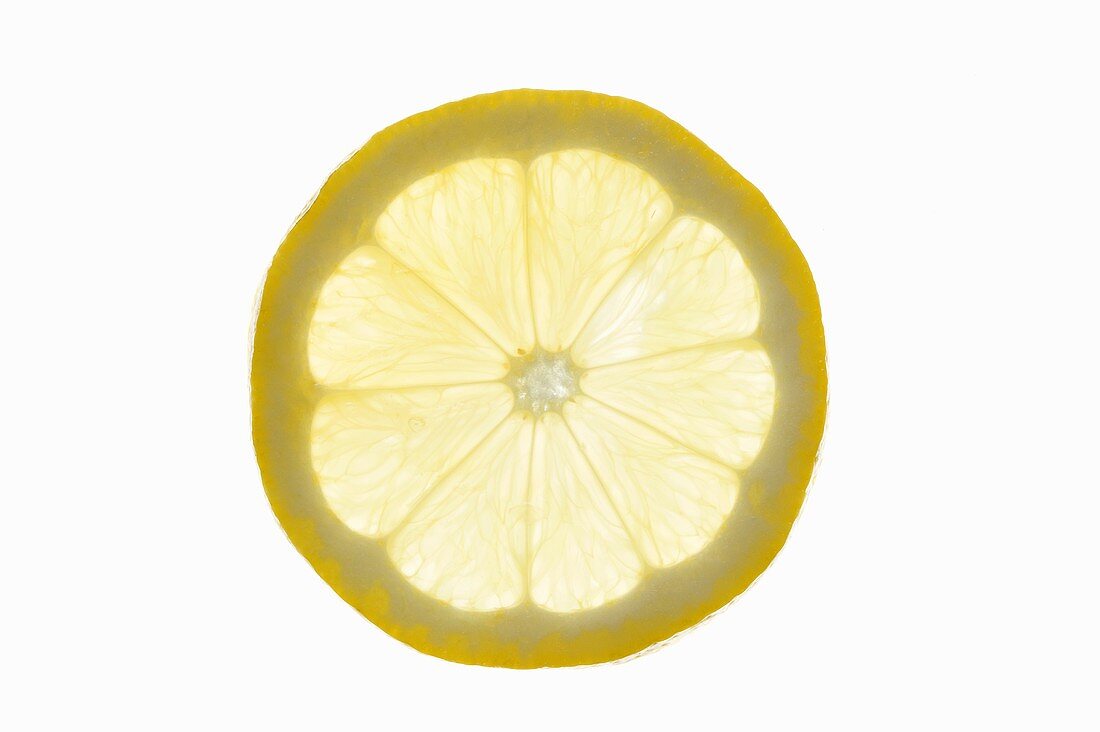 Eine Zitronenscheibe (durchleuchtet)