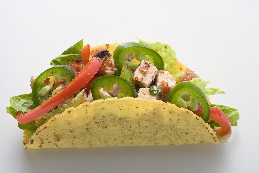 Taco mit Hähnchen und Chilischoten