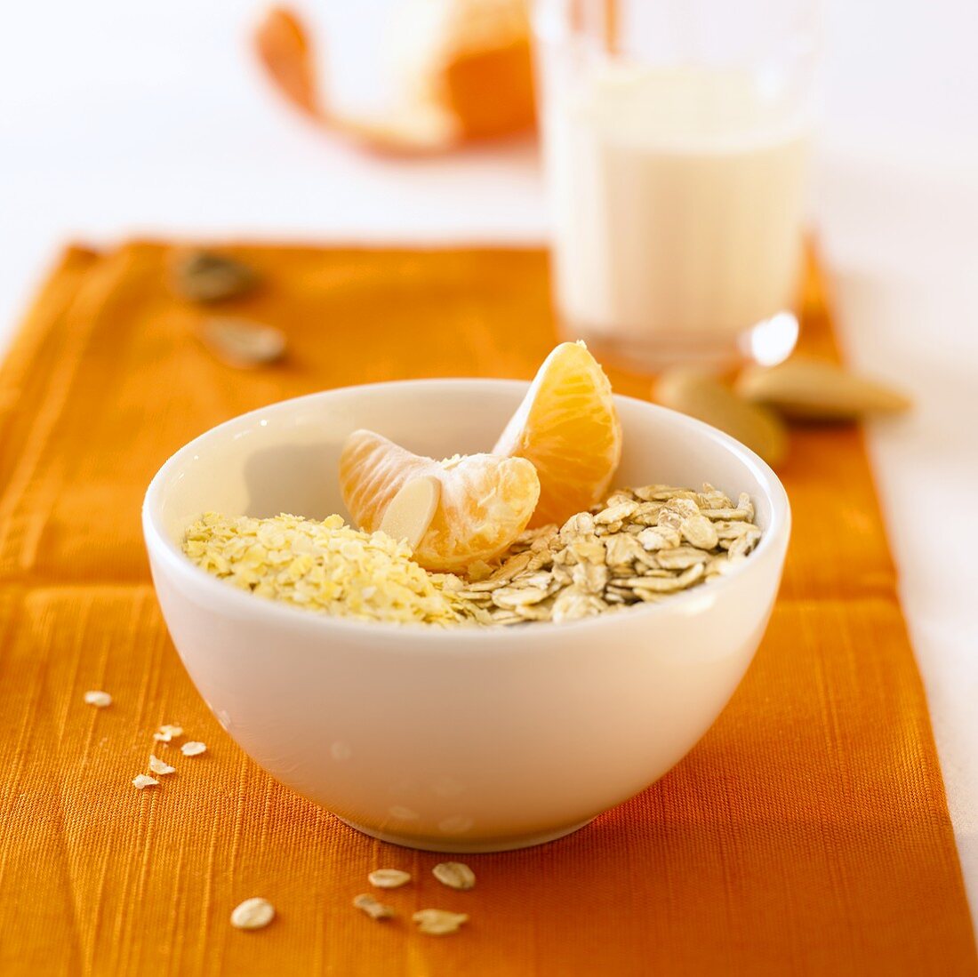 Muesli with mandarin orange segments